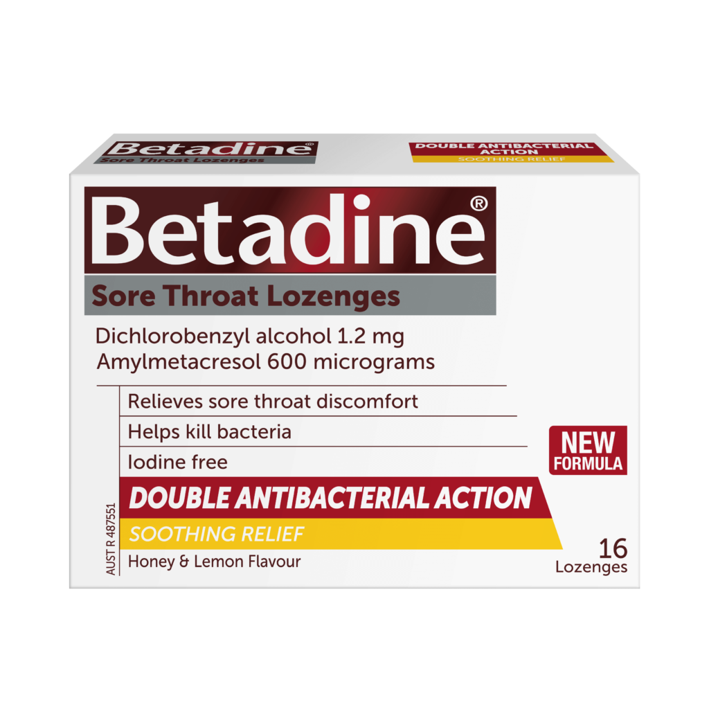 Betadine Sore Throat Lozenges Honey & Lemon 16 Pack