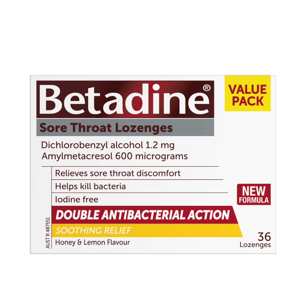 Betadine Sore Throat Lozenges Honey & Lemon 36 Pack